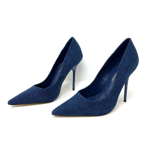 Good American Emma Denim Heel Size 8.5 Blue Denim 002 GSH009-X - Picture 1 of 15